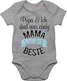 Shirtracer Baby Body Junge Mädchen - Mama ist die Beste I Mama Geschenk Muttertag - 6/12 Monate - Grau meliert - muttertagsbody babykleidung jungen mama's muddi mom bodys erste muttertagsgeschenk