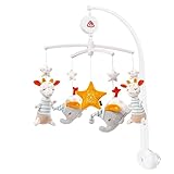 Fehn Musik Mobile Gute Nacht - Baby Einschlafhilfe Musikspielzeug mit 'Glow-in-the-dark' Bestickung und 'Weißt du wieviel Sternlein' Melodie - Musikmobile Spieluhr Babymobile für Babys von 0–5 Monaten