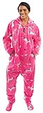 Forever Lazy Footed Erwachsene Onesies Einteiler Pyjama Jumpsuits für Männer und Frauen Unisex mit abnehmbaren Füßen, Rosa, Einhorn, X-Large