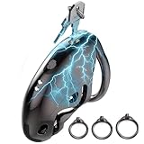Elektroschock-Chastity-Cage für Männer,Penis-Käfig mit 6 Elektrostimulations-Stufen & 3 verstellbaren Ringen, 3D-gedrucktes Sexspielzeug zur Penis-Stimulation und Intimtraining