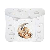 Ceba Baby® weiche Wickelauflage 75x72 cm - Baby Wickelunterlage - Wickeltischauflage für Junge und Mädchen - Wasserdicht, abwaschbar - OEKO-TEX® Standard 100 - Made in EU - Bär auf dem Mond