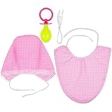 Amosfun Lustiges Baby-KostüM-Set FüR Erwachsene, 3-Teiliges Party-Outfit Mit Schnuller, LäTzchen Und MüTze, Ideal FüR Junggesellenabschiede Und KostüMpartys, Rosa