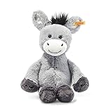 Steiff Kuscheltier Esel Dinkie, Süßes Stofftier, Jungen, Mädchen & Babys ab 0 Monaten, Soft Cuddly Friends, Plüschtier 30 cm, Hellgrau, 073748