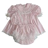 Haian Custom Pink PVC Adult Baby Sissy Style Dress with Matching Bonnet and Bloomers Set (Pink, XL)