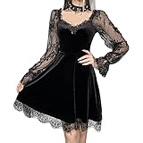 Damen Gothic Kleid A-Linie Punk-Print Kurzarm Swing Everak Cocktailkleid Lolita Drum Con Outfit, 1 - Schwarz, Small