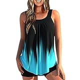 Tankini Damen, Schwimmanzug Damen Bade Tankini Oberteil Badeshorts Für Damen Badekleid Damen Tankini Große Größen Push Up Tankinis Fã¼R Damen Tankini Bauchweg Mit Shorts Badeanzug (Schwarz,XL)
