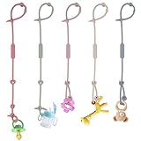 WINKIO 5 PCS Schnullerkette Silikon, Cup Catcher Baby, Kinderwagen Spielzeug Kette BPA-frei, Schnullerband für Spielzeug, Kinderwagen, Autositze