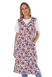 Knopfkittel Baumwolle bunt Kochschürze Hauskleid Kittel Schürze ohne Arm, Farbe:rot, Größe:48