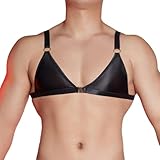 Xnihocha Herren BH Sissy Bikini Bra Top Ärmellos Weste Transparent Micro Oberteile Crossdresser Nachthemd Clubwear Schwarz Einheitsgröße