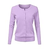 CHENSIYU Strickjacke Damen Cardigan Elegant Einfarbig Kurz Strickmantel Pullover Herbst Winter Strickpullover Jacke mit Knopf (Purple, XXXL)