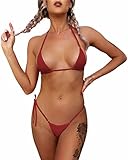 Dadress Extreme sexy Mini-Bikini-Set, 2-teilig, Bademode, G-String, Badeanzug, Mikro-Bikinis für Damen, rot, Einheitsgröße