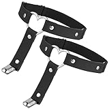 2 Stück Leder Bein Strumpfband Damen Verstellbar Punk Gothic Strumpfband Schwarz Anti Rutsch Clip Strumpfhalter Halloween Karneval Cosplay Party Zubehör