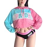 LittleForBig Unisex Pastell Pride Gekürzt Kapuzenpulli Sweatshirt Casual Regular Fit Langarm Kordelzug Rosa XXL