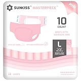 SUNKISS Masterpiece Windeln für Erwachsene mit ultimativer Saugfähigkeit, Einweg Inkontinenz Slips für Männer und Frauen, mit Tabs, Auslaufschutz bei Blasenschwäche, Rosa, Größe L, 10 Stück