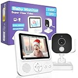 OBVHNUA Babyphone mit Kamera 720p IPS Video Babyphone 2,8' mit 2000mAh Akku Zwei-Wege-Audio Nachtsicht Temperaturüberwachung VOX Modus 2X 4X Digitalzoom 8 Schlaflied Wecker