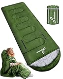 Schlafsack, Sportneer Anziehbarer Deckenschlafsäcke 220 x 84 cm tragbarer 4-Jahreszeiten-Schlafsack mit Reißverschluss für Arme und Füße, für Erwachsene Camping Wandern Reisen, Grün