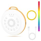 AYBUY White Noise Machine Baby, Tragbares Gerät mit Weißem Rauschen, Baby-Schlafhilfe, 31 Beruhigende Klänge, mit Nachtlicht und Timerfunktion, Geeignet für Babys und Erwachsene(A-Orangefarbene)