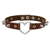 MILAKOO Punk Style Liebesherz PU Leder Kragen Hellbraun Choker Halskette