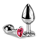 Klein Groß 2*Anal Buttplug (Ø 27 mm, Ø 35 mm) Sex Spielzeug für Die Frau Männer, Metall Analplug mit Kristall Plug Anfänger Frau Set… (Pink)