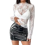 Generisch Oberteile Mit Spitze Frauen Enge Elegant Rotes Spitzenoberteil Longsleeve Casual Spitzenbody Tops Damen Rundhals Festliches Elegante Outfit Prime Angebote Basic Monofarbig Damenoberteile L