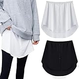 2 Stück Damen Blusenrock hemdverlängerung 34.5cm Shirt Extended Dress Blusenverlängerung für stilvolle Outfits mit Knöpfen Verstellbare Schichtung
