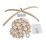 witgift DIY Handgemacht Holzmobile Windspiel Bettglocke Glocke Zimmer,Natürliche Handwerk Holz Ringe Beads Baby Mobile Kit für Kinderzimmer Dekor