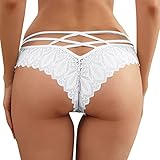 Damen Dessous UnterwäSche HeißE HöSchen Frauen HäKeln Lace Up HöSchen Sexy UnterwäSche AushöHlen Reizvolle SpitzenhöSchen UnterwäSche Mit Niedriger Taille (Weiss,XL)