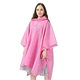 2 Stück Regenponcho, EVA Wiederverwendbarer Tragbarer Unisex-Regencape für Survive, Fahrrad, Wandern, Camping, Angeln, Konzert, Stadion, Festival (Rosa)
