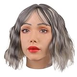 CRRCLSY Silikon Maske Weibliche Realistische Vollgesichtsmaske, Weich Crossdresser Kann Mit Augenbrauen für Drag Queen Party, Sissy, Cosplay Schminken (Gelb)
