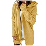 Generisch Rot Strickjacke Damen Lang Cardigan Kapuzenpullover Grobstrickjacke Strickmantel mit Kapuze Cardigan Strickpullover Herbst Winter Jacke y2k Sweater Outerwear S