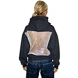 Generisch Kapuzenpullover Damen Sexy Rückenfrei Pullover Hollow Mesh Back Hoodie Winter Atmungsaktive Kapuzenpulli Netz Transparent Sweatshirt Modische Einfarbiges Hoody Arbeitspullover