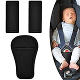 Aomig Gurtpolster Kinder, 3 Pads Set Gurtschutz Auto Sicherheitsgurt Schulterpolster, Schwarz Universal Gurtschoner & Gurtpolster Gurtbezüge für Babyschale, Kinderwagen, Buggy & Autositz