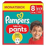 Pampers Windeln Pants Größe 8 Baby-Dry, 117 Windeln, 19kg+, 360° Fit hilft, Auslaufen zu verhindern