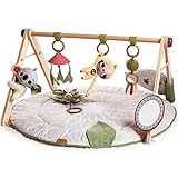 Tiny Love Luxe Developmental Gymini, Spielmatte Baby Holz mit Musik, 0+ Monate, Spieldecke Baby, 20 Aktivitäten, musikalisches Spielzeug zum Mitnehmen, Premiumstoffe, 12-Meilen-Karten, Boho Chic