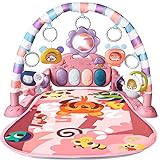 Otthoni Baby Spieldecke mit Spielbogen Baby Musik Spielmatte mit Klavier Abnehmbarem Spiegel Rassel Baby Geschenk Spielzeug 0 6 Monate, Rosa