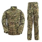 QMFIVE Taktisch Jacke Taktisch Uniform Softairjacke Taktische Männer BDU Kampf Jacke Shirt & Hosen Anzug Camo für Kriegsspiel Armee Militär Paintball Airsoft Jagd Schießen (NOBELT-MC, L)