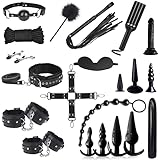 BDSM Fesseln Sex Set Perfekt Bondage Set 21 Stück,10 Analplug Anal Dildo & Handschellen Sex Bett Choker Augenmaske Peitsche Nippelklemmen Knebel,SM Sexspielzeug für Paare Extrem Sex Spielzeug Beide