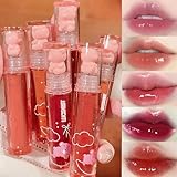 6Pcs Bear Lip Glaze Flüssig-Lippenstift Cute Bear Lipgloss Moisturizing Lip Stain Plumping Water Lip Gloss Waterproof Long Lasting Cheek Rouge Tint Cosmetics