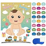 FEPITO Baby Shower Party Spiele, Pin The Dummy auf das Baby-Spiel mit 24Pcs Schnuller-Aufklebern für Babyparty Partei Versorgungen