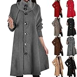 Generisch Wollmantel Damen Rollkragen Einfarbig Wintermantel Elegant Business Mantel Basic Outdoor Mantel Warme Übergangsmantel Lang Strickmantel Mit Knopf A Linien Oversize Mantel