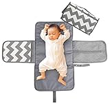 LEADSTAR Tragbare Wickelunterlage, Abwischbare Wasserdichte Faltbare Baby Wickelauflage Wickelstation Windeltasche für Unterwegs, Wickeln Windelauflage auf Reisen (Grau)