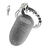 Verstellbare Peniskäfige Sind in 7 Größen Erhältlich Atmungsaktiver Netz Keuschheitskäfig aus Rostfreiem Stahl Sexspielzeug Chastity Cage mit Schloss zum Zurückhalten des Penis des Mannes (L)