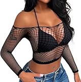Buitifo Women Sexy Lingerie Fishnet Top Beach Cover Up(Schwarz,M)