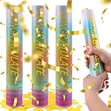 Konfetti Goldglitter*4pcs, SilverChry Party Popper Gold, Konfettikanone Geburtstag, Konfettipistolen Set, Confetti Kanone, Hochzeit Konfetti Poppers, Konfettikanonen Poppers (Rechteck)