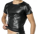 Verano Latex Herren Shirt 1/2 Arm- Vinyl -Shirt VA-C32-000, Schwarz, L