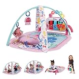 Baby Einstein Ocean Explorers 4-in-1 Spielbogen Baby Spielmatte mit Kick Piano, Musik- & Sprachförderung, Sensorikspielzeug, Lichter & Klänge, Für Neugeborene +, Rosa (Jellyfish Jamboree)