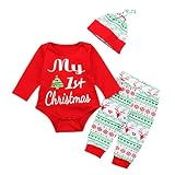 Saingace Weihnachts Klamotten Baby Strampler Junge Winter WeihnachtskostüMe Baby 12 Monat Babykleidung 1. Weihnachten KostüM Baby 62 Weihnachtskleid Gr 92 Weihnachtspullover 86 Junge