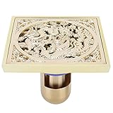 Home Accessory Copper Floor Drain Anti-Odor Deodorant Toilet Bathroom Sewer Drain Set Gold 10x10cm(Deep Typ)