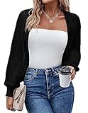 Hotouch Damen Bolero Festlich Langarm Cardigan Kirsche Bolerojacke Schulterjacke Schwarz L