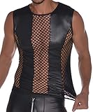 Latex ähnliches Herren Top - Shirt 0/0 Arm mit Fischnetz Einsätzen